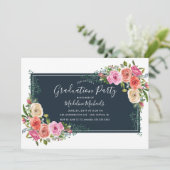 Aquarelle Moderne Floral Graduation Invitation (Debout devant)