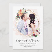 Aquarelle moderne Floral Mariage Photo Merci (Devant)