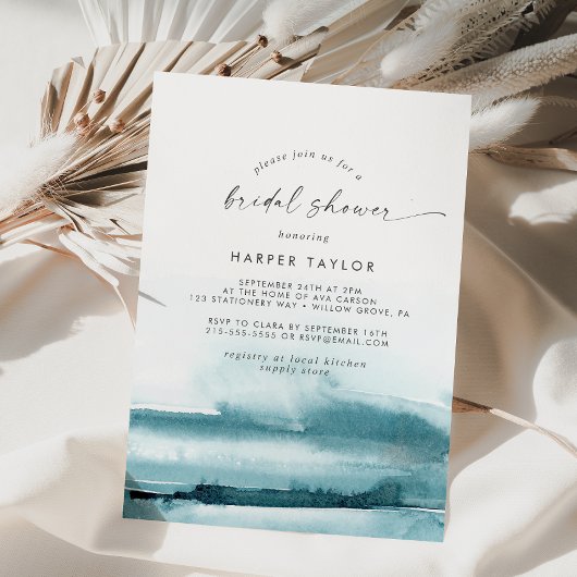 Aquarelle moderne | Invitation Turquoise de douche