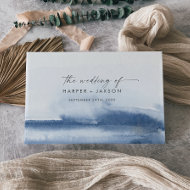 Aquarelle moderne Livre d'hôtes Mariage bleu