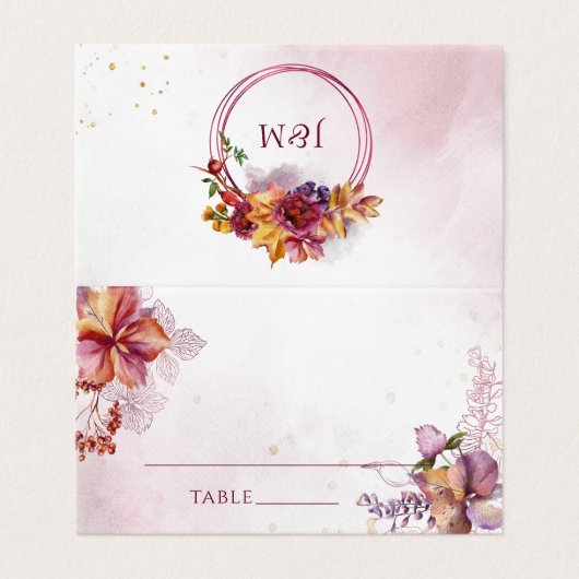 Aquarelle moderne Marsala Fall Bouquet Mariage (Outside Unfolded)