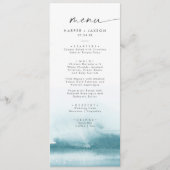 Aquarelle moderne | Menu Dîner Mariage Turquoise (Devant)