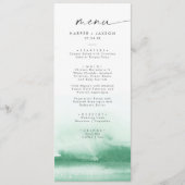 Aquarelle moderne | Menu Dîner Mariage Vert (Devant)