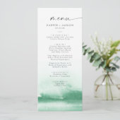 Aquarelle moderne | Menu Dîner Mariage Vert (Debout devant)