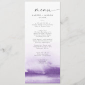 Aquarelle moderne | Menu Dîner Mariage violet (Devant)