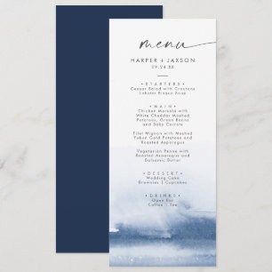 Aquarelle moderne Menu Mariage Bleu