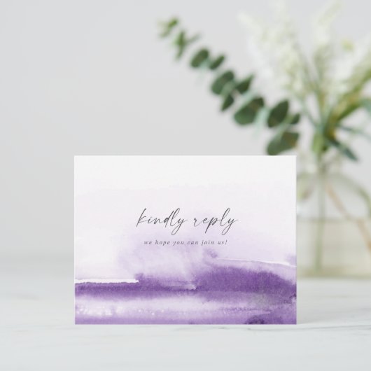 Aquarelle moderne | Menu Violet Choix RSVP (Debout devant)