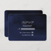 Aquarelle moderne Moody Navy Blue RSVP Réponse (Devant / Derrière)