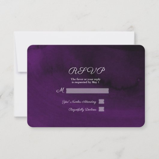Aquarelle moderne Moody Royal Purple RSVP Réponse (Devant)