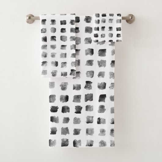 Aquarelle moderne noir blanc Carrés géométriques (En situation)