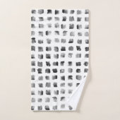 Aquarelle moderne noir blanc Carrés géométriques (Serviette à main)