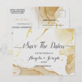 Aquarelle moderne or Enregistrer la date Carte pos (Devant / Derrière)