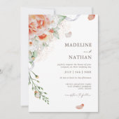 Aquarelle moderne Peach Faire-part de mariage flor (Devant)