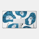 Aquarelle moderne Peacock Blue Poppies élégant (Clavier et souris)