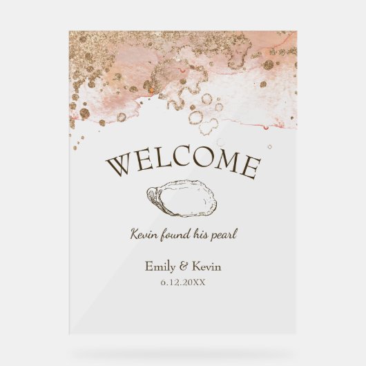 Aquarelle moderne Pearl Beach Mariage Bienvenue (Recto)