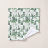 Aquarelle moderne Pine Arbres lunaires Noël (Gant de toilette)