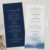 Aquarelle moderne | Programme de mariage bleu