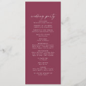 Aquarelle moderne | Programme de mariage rouge (Dos)