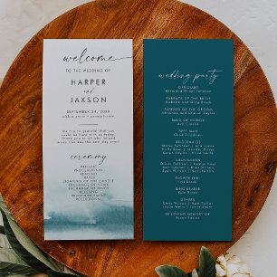 Aquarelle moderne   Programme de mariage Turquoise