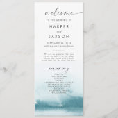 Aquarelle moderne | Programme de mariage Turquoise (Devant)
