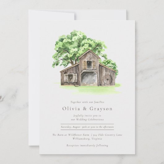 Aquarelle Moderne Rustique Faire-part de mariage d (Devant)