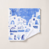 Aquarelle moderne Santorin Grèce île (Gant de toilette)