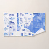 Aquarelle moderne Santorin Grèce île (Serviette à main)