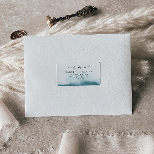 Aquarelle moderne Turquoise mariage RSVP Étiquette