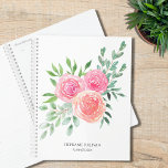 Aquarelle moderne verdure fleurie<br><div class="desc">Ce planneur à fleurs est décoré d'un bouquet d'aquarelle de roses et de feuillage dans les tons rose, corail et vert. Facile à personnaliser. Utilisez l'outil de conception pour modifier la taille, le style ou la couleur du texte. En créant notre oeuvre, vous ne trouverez pas cette image exacte d'autres...</div>