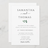 Aquarelle moderne verdure Invitations de mariage (Devant / Derrière)