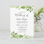 Aquarelle moderne verte Mariage Feuille Invitation (Debout devant)