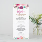 Aquarelle moderne violet rose rose Mariage menu (Debout devant)