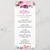 Aquarelle moderne violet rose rose Mariage menu (Devant)