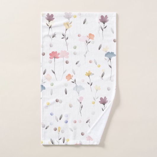 Aquarelle molle Blancs Motif de fleurs (Serviette à main)