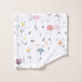 Aquarelle molle Blancs Motif de fleurs (Gant de toilette)
