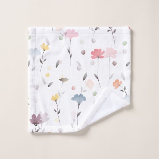Aquarelle molle Blancs Motif de fleurs (Gant de toilette)
