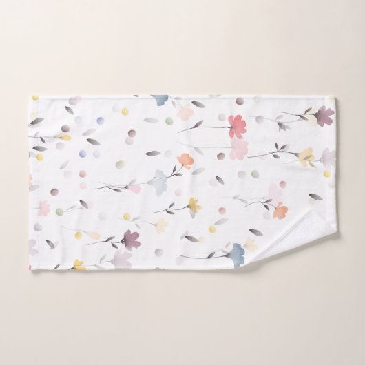 Aquarelle molle Blancs Motif de fleurs (Serviette à main)