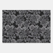 Aquarelle monochrome gris noir Feuilles floraux (Devant 3)