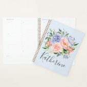 Aquarelle monogramme bleu rose printemps floral (Devant avec enveloppe)