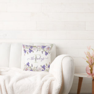 Aquarelle monogramme Coussin de lavande Iris