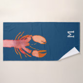 Aquarelle Monogramme de homard Nautique (Serviette de bain)