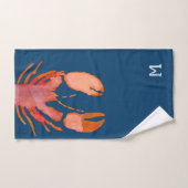 Aquarelle Monogramme de homard Nautique (Serviette à main)