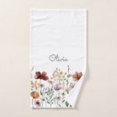 Aquarelle monogramme Fleur sauvage Joli Floral (Serviette à main)
