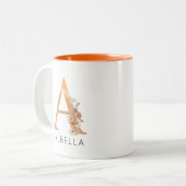 Aquarelle Monogramme Floral Gold lettre Cafe Mug (Devant gauche)