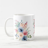 Aquarelle Monogramme Florale B Café Mug (Gauche)