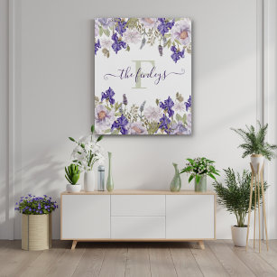 Aquarelle Monogramme Iris Lavender Acrylique Art