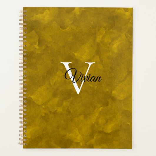Aquarelle Monogramme Nom Planificateur (Devant)