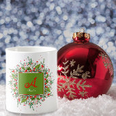Aquarelle monogramme Rouge Café de Noël Mug