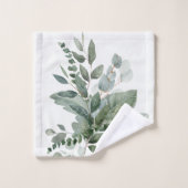 Aquarelle monogramme Sage rustique Vert (Gant de toilette)