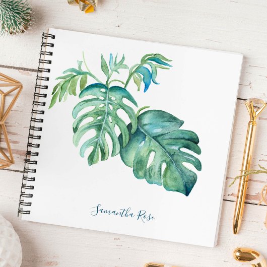 Aquarelle Monstera Green Journal personnalisé